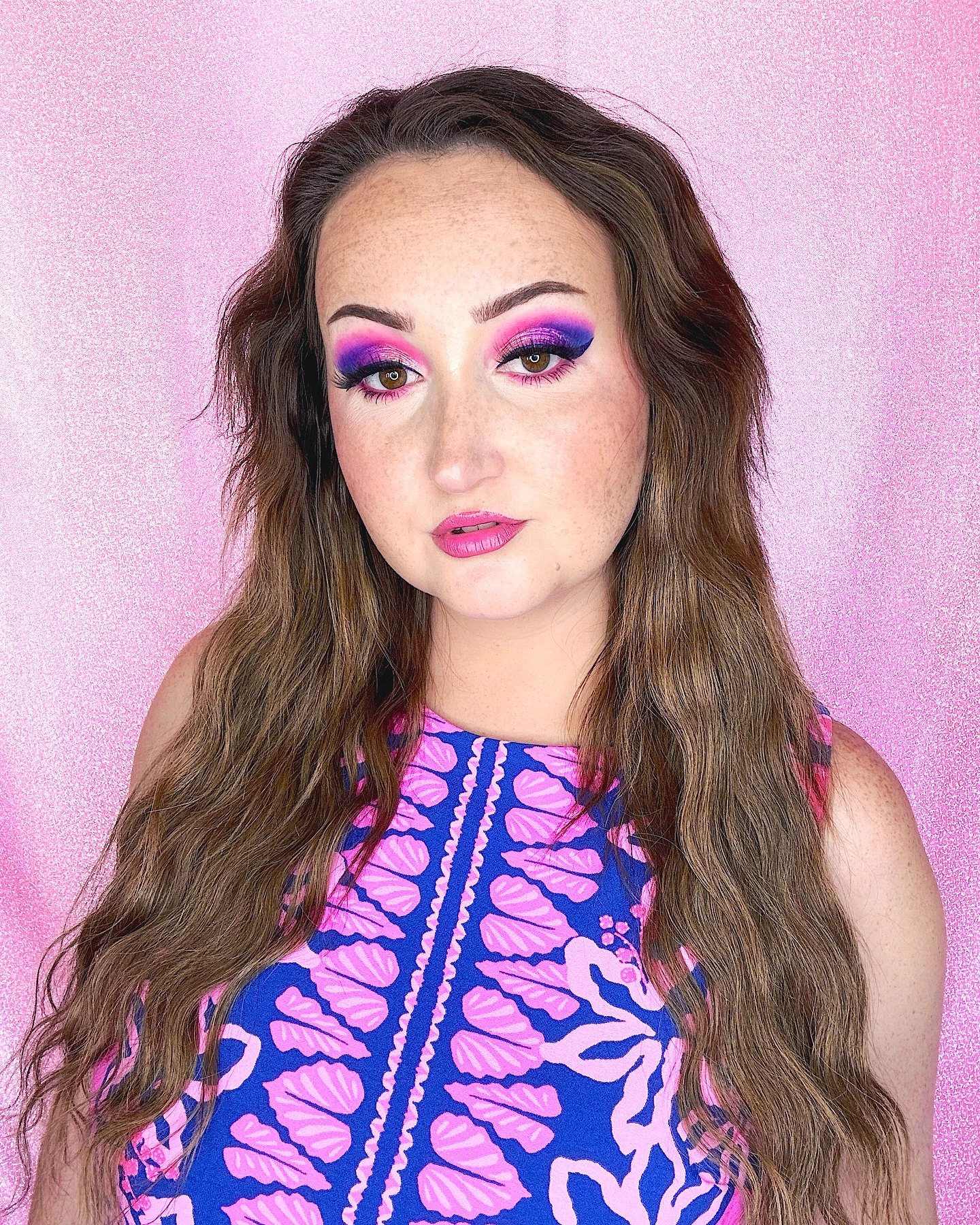Pink and blue makeup look